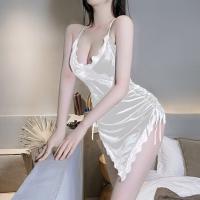 Lace Cross-Back Silk Sleep Dress for Women – Sexy Velvet Lounge Set, Backless Romantic Nightwear thumbnail
