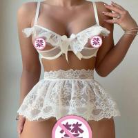 Lace Cut-Out Lingerie Set for Women – Sexy Sheer Bodysuit & Matching Thong, Seductive Sleepwear Collection thumbnail