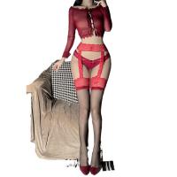 Lace Garter Stockings Set - Sheer Over-the-Knee Stockings with Adjustable Silk-Like Garter Belt, Anti-Run Thigh Highs thumbnail