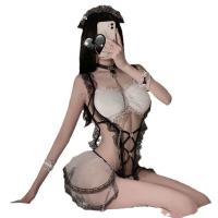 Lace Maid Costume for Women - Sexy Role Play Lingerie Set with Open-Crotch Design for Couples thumbnail