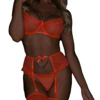 Lace Mesh Sensual Babydoll Set for Women – Sheer Romantic Lingerie with Eyelash Trim & Cross-Stitch Detail thumbnail