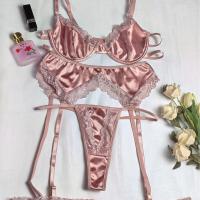 Premium Lace Push-Up Bra Set - Sexy Thong & Tied-Strap Lingerie Set for Women thumbnail