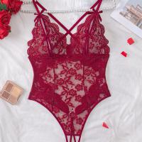 Lace Sheer Bodysuit for Women - Sexy European Style Erotic Lingerie, Full-Body Transparent Intimate Wear thumbnail