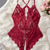 Lace Sheer Bodysuit for Women - Sexy European Style Erotic Lingerie, Full-Body Transparent Intimate Wear thumbnail
