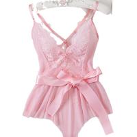 Lace Sheer Bodysuit for Women - Sexy European Style Erotic Lingerie, Full-Body Transparent Intimate Wear thumbnail