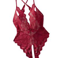 Lace Sheer Bodysuit for Women - Sexy European Style Erotic Lingerie, Full-Body Transparent Intimate Wear thumbnail