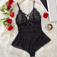 Lace Sheer Bodysuit for Women - Sexy European Style Erotic Lingerie, Full-Body Transparent Intimate Wear thumbnail