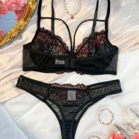 Luxury Lace Sheer Bra Set - Plus Size Sexy Lingerie Set for Women, Transparent Mesh & Floral Embroidery thumbnail