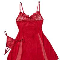 Lace Sheer Seductive Sleepwear - Breathable Mesh Cami Nightgown with Adjustable Straps for Women thumbnail