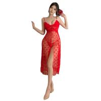Lace Sheer Sleep Dress - Sexy European-Style Transparent Nightgown with Side Slit for Women thumbnail