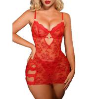 Luxury Lace Sheer Sleepwear Set - Sexy Bridal & Date Night Lingerie,Europe and America-Inspired Silk-Blend Chemise & Mat thumbnail
