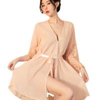 Lace Sleeve Chiffon Robe Set - Sexy Sheer Sleepwear for Women, Japanese-Style Lounge Wear & Intimate At-Home Outfit thumbnail
