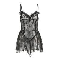 Lace Temptation Babydoll Nightgown Set - Sheer Sexy Uniform Style Sleepwear for Women thumbnail