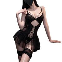 Lace Temptation Bodysuit for Women - Sexy Beaded Tie-String Sheer Plus Size Sleepwear & Intimate Lingerie thumbnail