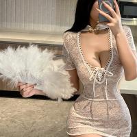 Lace Temptation Lingerie Set - Sexy Sheer Uniform-Inspired Bodysuit, Pure-Flirty Bodycon Mini Dress for Small Bust thumbnail
