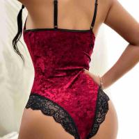 Luxury Lace Trim Gold Diamond Velvet Underwire Bodysuit – Sexy European-Style Lingerie for Women thumbnail