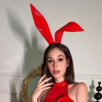 Leather Bunny Ears Headband - Adorable Handmade Rabbit Ear Cosplay Accessory for Parties, Photoshoots & Costume Events thumbnail