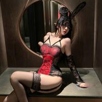 Lemon Story Sexy Lace Bodysuit - Open-Crotch Bunny Costume with Thong Back & Seductive Design thumbnail