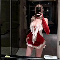Lemon Tale New Year Lingerie Set - Velvet Christmas Costume Dress with Plush Trim for Women thumbnail
