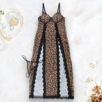 Leopard Print Sheer Lace Chemise Set - Sexy Bridal Lingerie Nightwear for Women thumbnail