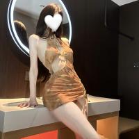 Lingerie-Inspired Vintage Cut-Out Cheongsam Sleepwear Set - Plus Size Sheer Temptation Outfit thumbnail