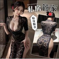 Lingerie Role Play Outfit - Plus Size Seductive Sheer Sleep Dress, Busty Secretary Costume for Intimate Nights thumbnail
