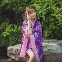Lolita Dress Anime Cosplay Outfit - Japanese Cherry Blossom Kimono Style Maid Costume for Women thumbnail
