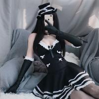 Lolita Maid Costume Sleepwear Set - Sexy Lace Trimmed Strap Nightdress with Matching Accessories thumbnail