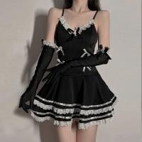 Lolita Maid Costume Sleepwear Set - Sexy Lace Trimmed Strap Nightdress with Matching Accessories thumbnail