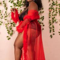 Fuzzy Romantic Lingerie Set for Women – Sexy Long Sleeve Sensual Sleep Dress & Nightgown thumbnail