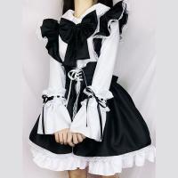 Japanese Maid Costume Dress - Long Sleeve Cute Lolita Student Outfit, Sexy-Cute Cosplay Dress for Women thumbnail