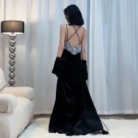 Lace Gold Velvet Embroidered Long Sleep Dress with Backless Design & Tie Belt Robe Set for Women thumbnail