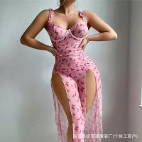 Lace Mesh Sexy Long Dress with Cut-Outs & Push-Up Thong Set – Plus Size Erotic Lingerie for Women thumbnail