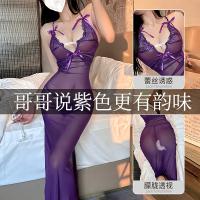 Lace Sheer Long Dress - Seductive Adult Lingerie Sleep Dress for Women, Pure & Tempting Nightwear thumbnail