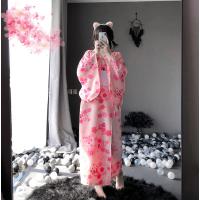 Linlinx Japanese-Style Sexy Kimono Lingerie Set - Long Floral Costume Outfit for Role Play & Cosplay thumbnail