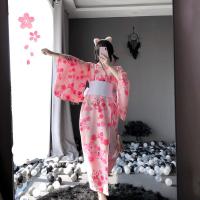 Linlinx Japanese-Style Sexy Kimono Lingerie Set - Long Floral Costume Outfit for Role Play & Cosplay thumbnail