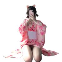 Linlinx Japanese-Style Sexy Kimono Lingerie Set - Long Floral Costume Outfit for Role Play & Cosplay thumbnail