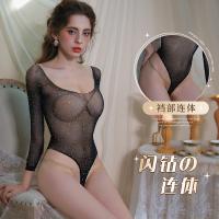 Mannyqing Sparkling Sheer Bodysuit - Sexy Mesh Long Sleeve Open-Crotch Lingerie Set for Women thumbnail