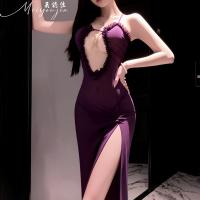 MeiYouJia Sexy Sheer Lace Sleepwear Set - Transparent Mesh Long Robe Nightgown for Women, Sensual Intimate Apparel thumbnail
