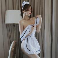 Long Night Seductive Maid Costume Set - Sexy Role Play Lingerie Outfit for Women thumbnail