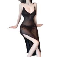 Night Soup Plus Size Double-Breast Sexy Lingerie - Deep V Lace Chemise with Sheer Mesh & Seductive Long Slip thumbnail