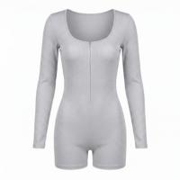 Nightse Nightse Sexy Lingerie T-Shirt - Semi-Open Collar Zip-Up Long Sleeve Bodysuit, Slim-Fit American Style thumbnail