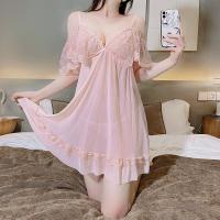 Plus Size Sexy Lace Sleepwear for Women - Sheer Seductive Long Slip Dress with Adjustable Straps thumbnail
