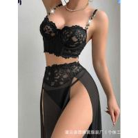 Plus Size Sexy Lace Sheer Chemise - High-Quality Peekaboo Slit Long Slip Dress with Push-Up Straps thumbnail