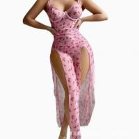 Plus Size Sexy Lace Sheer Split Long Nightgown - Alluring Matching Set for Women thumbnail