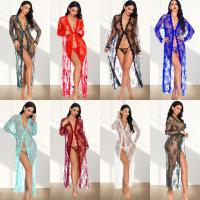 Plus Size Sheer Lace Robe Set with Matching Thong - Sexy Long Sleepwear for Women, Elegant Intimate Apparel thumbnail