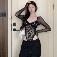 Pure & Seductive Lace Bodysuit -European and American Style Long Sleeve Sexy Matching Set for Women thumbnail