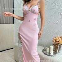 Sexy Lace Mesh Slip Dress with Underwire Bra - Sheer Floral Print Long Strapless Evening Gown for Women thumbnail