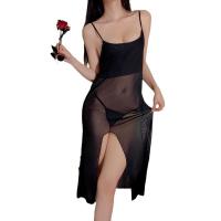 Sexy Mesh Slip Dress - Sheer Temptation Split Long Nightgown Set for Women, Lingerie & Sleepwear thumbnail