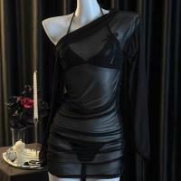 Sexy Off-Shoulder Long Sleeve Sheer Bodycon Dress – Provocative Lingerie-Inspired Outfit for Women thumbnail